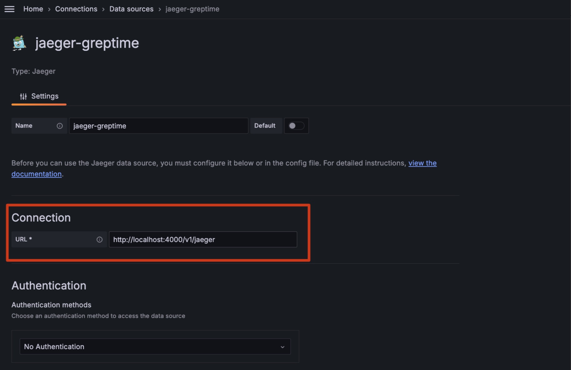 Add Jaeger data source